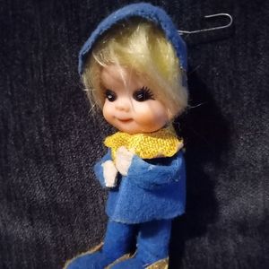 Vintage 1950's Napco Elf Ornament in Blue Outfit